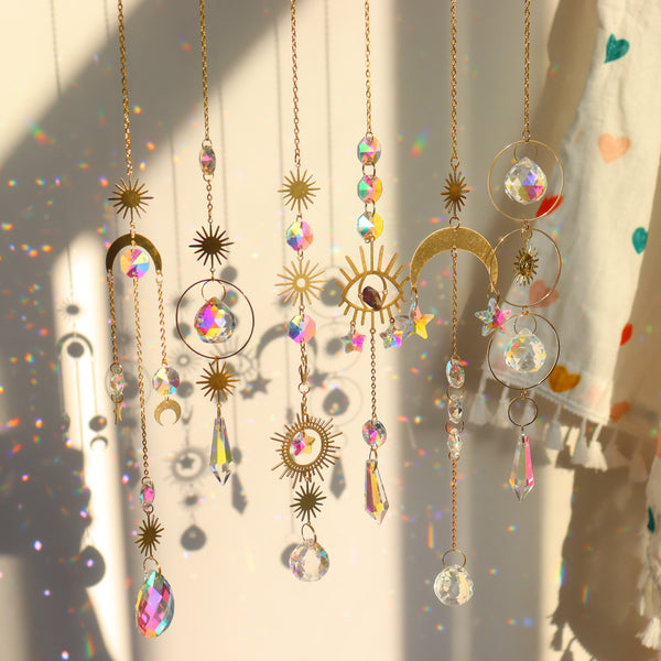 Moon Star Crystal Sun Catcher Garden light jewelry Hanging prism pendant garden pendant